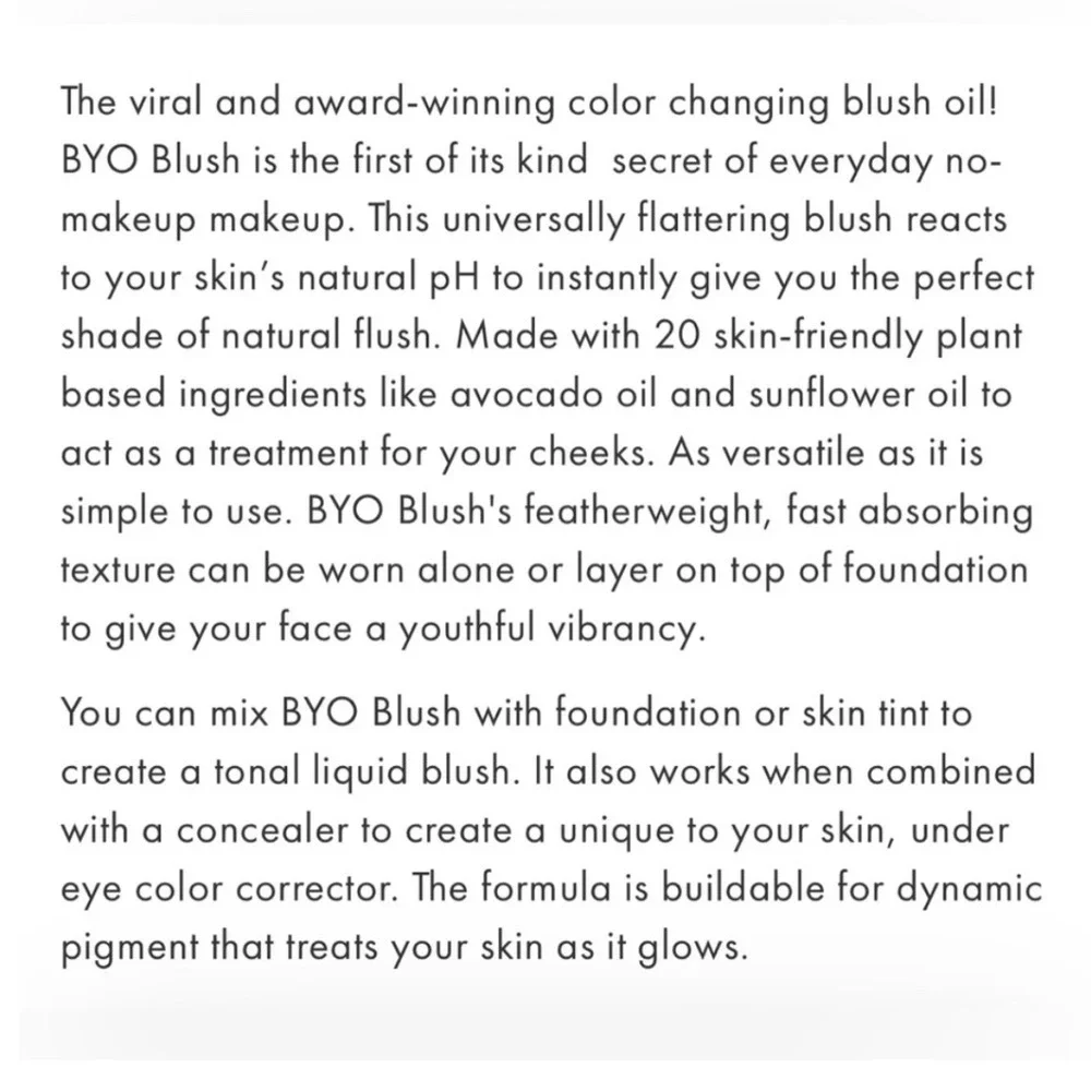 BYO Blush Youthforia Color Changing Blush Oil Chemical Reaction New